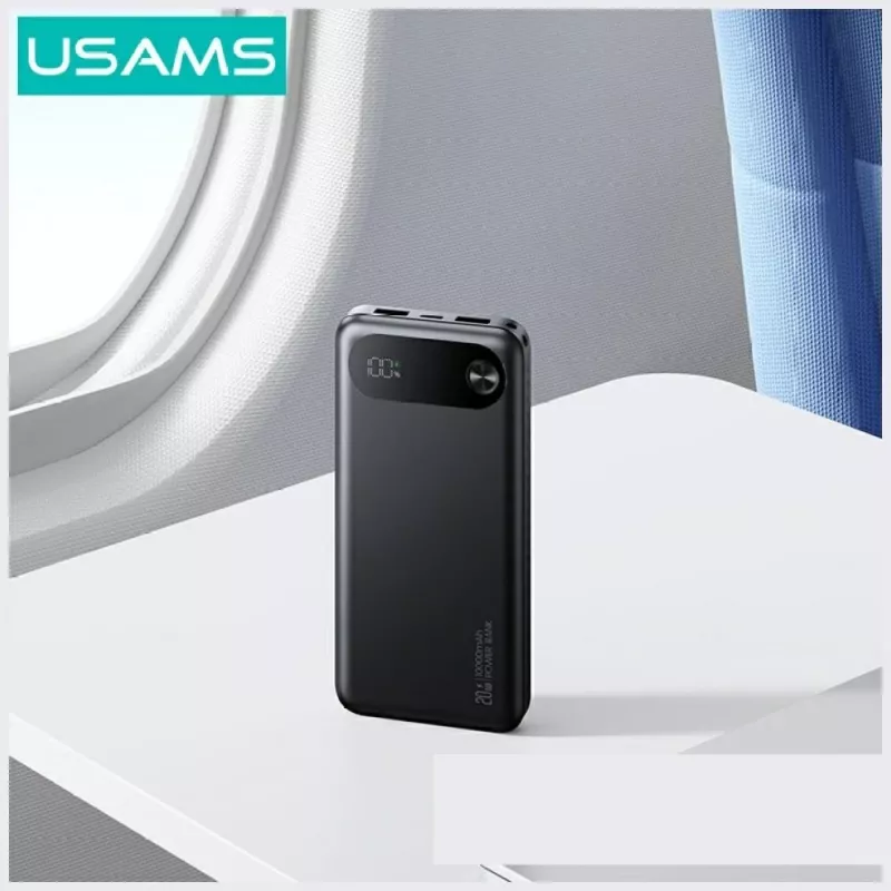 Power bank usams PB80 PD20W 10000mAh — przenośna ładowarka, czarna