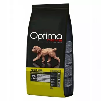Sucha karma dla psa Optimanova Adult Mini Digestive Rabbit with Potato 2 kg – małe rasy, wsparcie trawienia