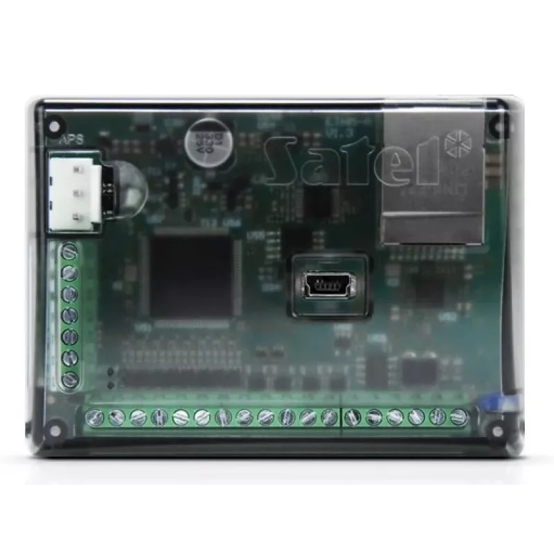 Moduł powiadomień SATEL ETHM-A do systemów alarmowych, 12 V, 80 mA, 83×26×60 mm