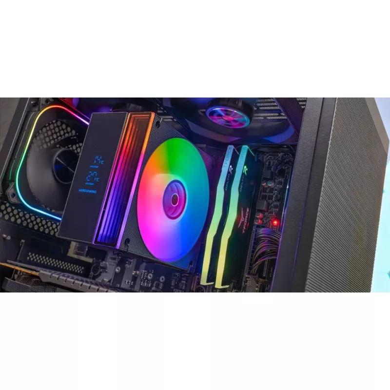 Chłodzenie powietrzne TACENS Mars Gaming MCPU-LCD, wentylator 120 mm, TDP 300 W, obsługa LGA1700/1200/115x/1366 i AM4/AM5, czarny