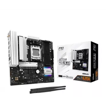 Płyta główna ASROCK A620AM PRO RS WIFI AM5 microATX, AMD A620, 4×DDR5, Wi‑Fi, HDMI, DP, 3×M.2, 2×SATA, dźwięk 7.1, LAN 1Gb