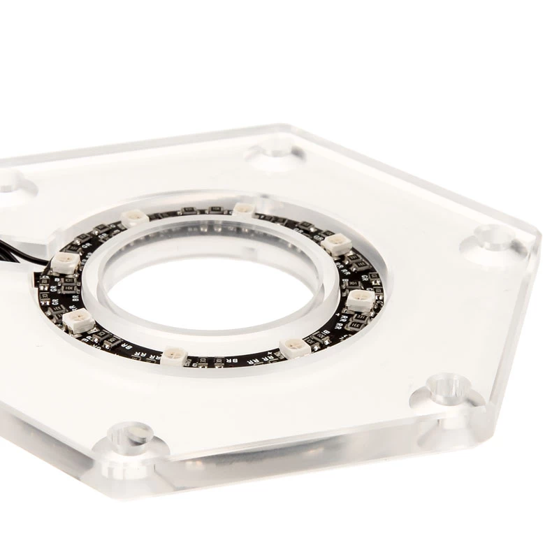 Zestaw montażowy BitsPower Hexagon BP-WTHU-RGB — akryl przezroczysty, 91.4×80×6.5 mm