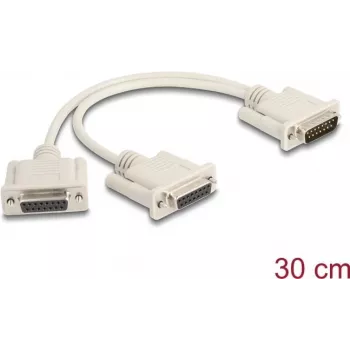 DeLOCK 65833 Kabel szeregowy Beżowy 0,3 m DB-15 2 x DB-15