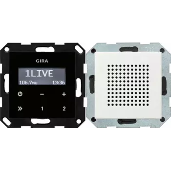 Zegar radiowy Gira Clock 228027 Cyfrowy FM 87,5–107,9 MHz, tuner cyfrowy, montaż na ścianie/biurku