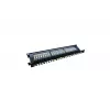 Panel krosowy 19 inch 24 porty, CAT6, S/FTP, 1U, z prowadzeniem kabli, czarny (kompletny)