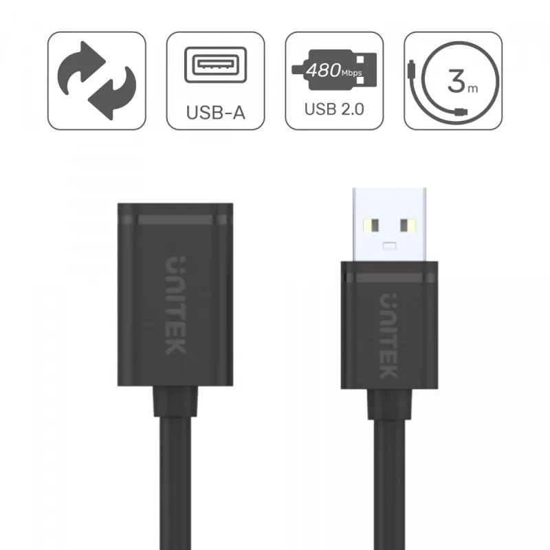 Kabel USB UNITEK Y-C447GBK 0,5 m USB 2.0 czarny