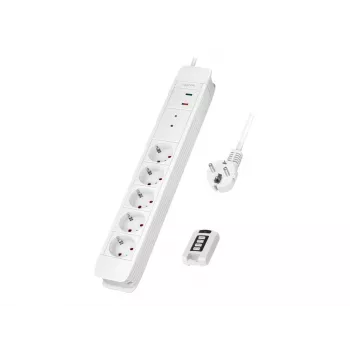 LogiLink LPS402 Przedłużacz zasilający 1,5 m 5 gniazd AC Wewnętrzny Biały