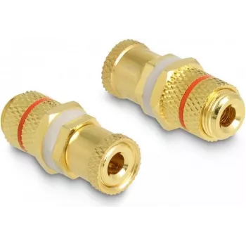Adapter audio DeLOCK złącze bananowe do złącza bananowego czerwony pierścień 2 x żeńskie złote