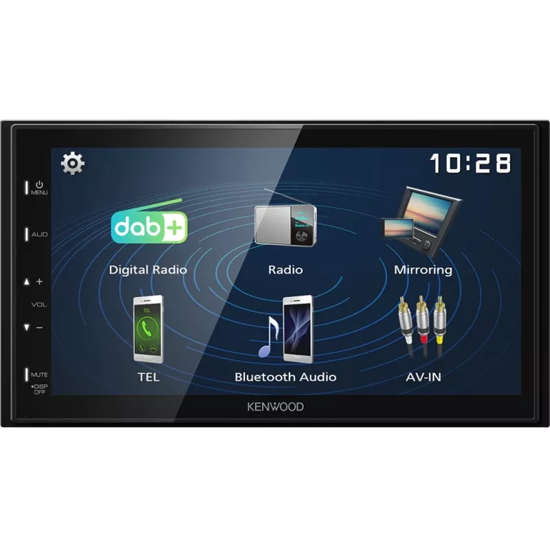 Kenwood Electronics DMX129DAB. Produktfarbe: Schwarz, DIN Größe: 2 DIN, Ausgangsleistung: 64 W. Audio D/A Konverter: 24bit, Unterstützte Audioformate: