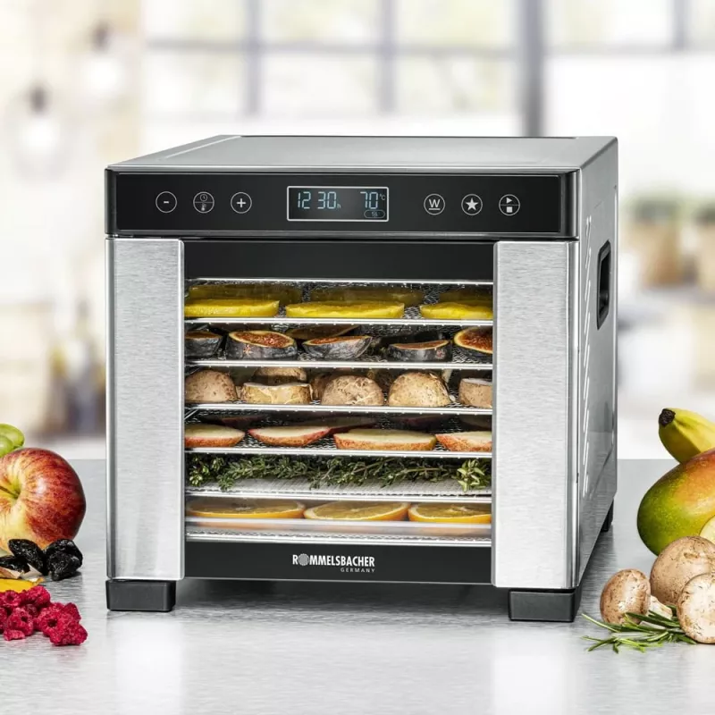 Suszarka do żywności Rommelsbacher DA 650 600 W stal nierdzewna, 0.5 m², 35–75 °C, 7 tac