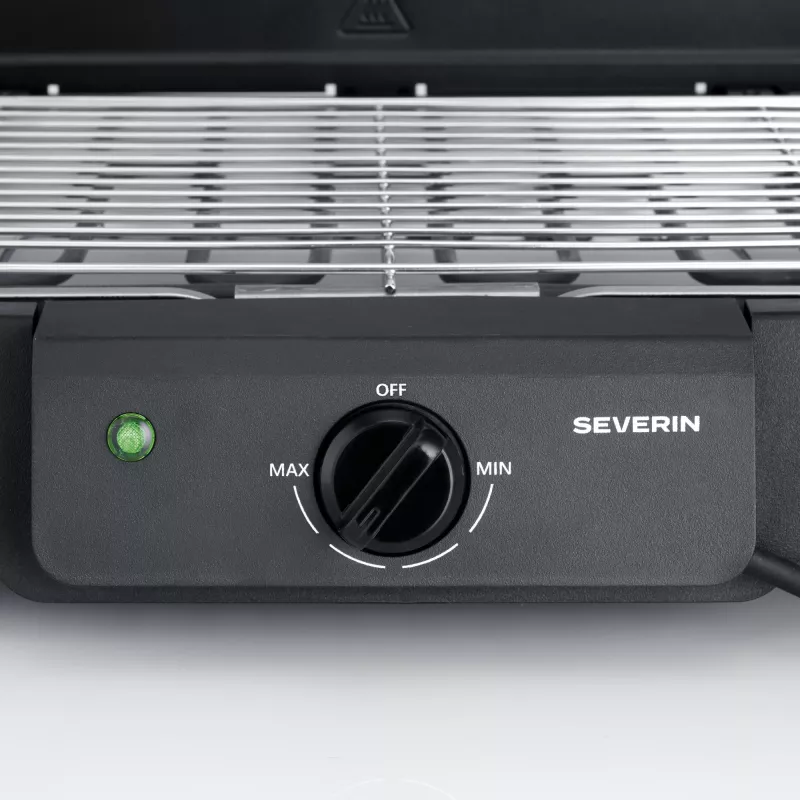 Elektryczny grill stołowy SEVERIN PG 8594 — 2000 W, ruszt prostokątny, czarny