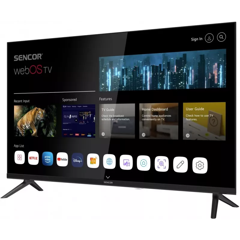 LED SMART TV SENCOR SLE 32S803B 32 cale webOS HD 1366×768, HDR10, Wi‑Fi, Bluetooth, DVB‑T/T2/C/S/S2, 3×HDMI, 2×USB