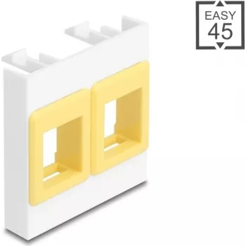 Ramka montażowa DELOCK Easy 45 Module 2x uchwyty Keystone 45×45 mm biała/żółta