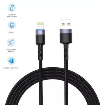 Kabel USB do Lightning Tellur 1,2 m nylonowy pleciony czarny
