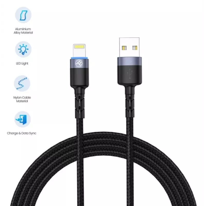 Kabel USB do Lightning Tellur 1,2 m nylonowy pleciony czarny