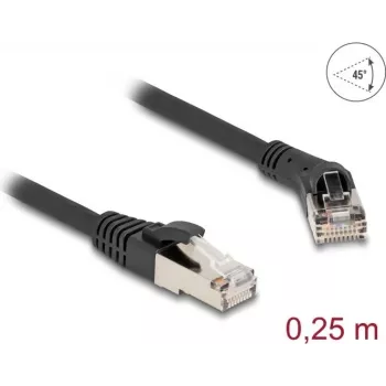 Kabel sieciowy DeLOCK RJ45 Cat.8.1 45° kątowy 0,25 m czarny