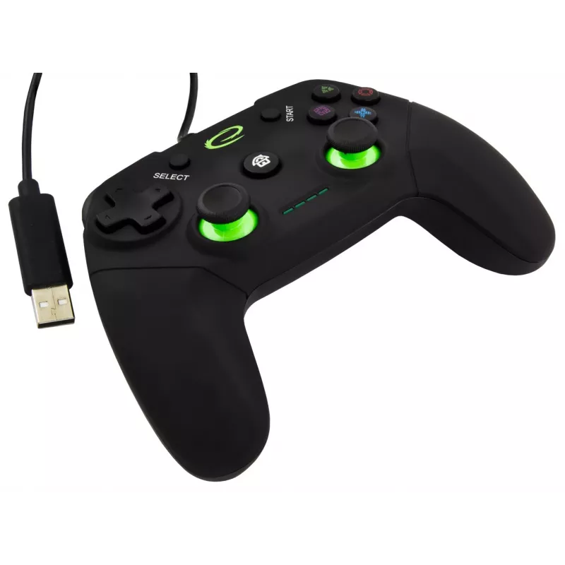 Gamepad ESPERANZA EGG110K przewodowy USB z wibracją, 12 przycisków, kabel 1,5 m — do PC i PS3