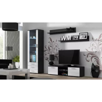 Cama stojak TV SOHO 140 czarny/biały połysk