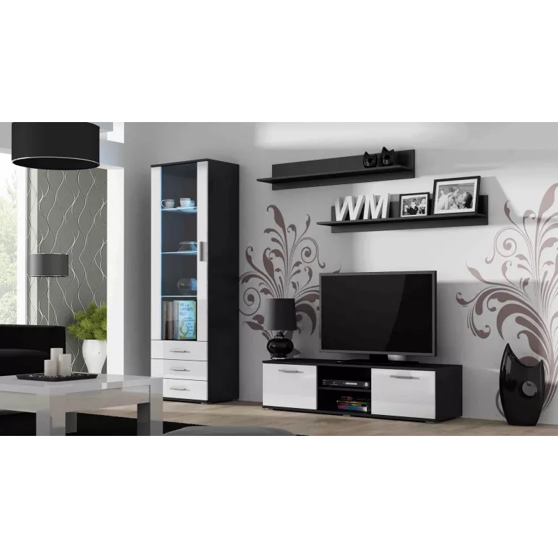 Cama stojak TV SOHO 140 czarny/biały połysk