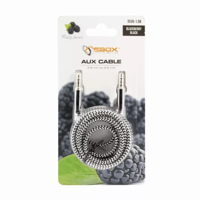 Przewód AUX Sbox 3,5mm do 3,5mm Blackberry Black 3535-1,5B