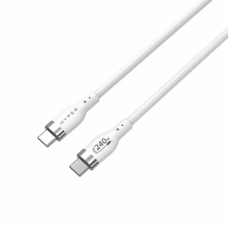 HYPER HyperJuice 240W Silikonowy Kabel USB-C na USB-C (0,9 m/1 m) - Biały