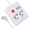 Listwa zasilająca MACLEAN MCE387 W — 2 gniazda, 3×USB A, 110–240V, 2500W, kabel 1,5 m, biała