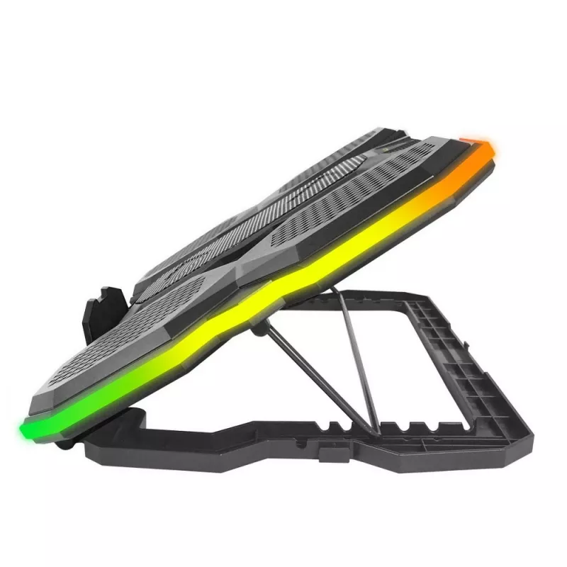 Podkładka chłodząca do laptopa ESPERANZA EGC107 — 3 wentylatory 1200–2600 RPM, 390×255×38 mm, USB PD, RGB, 5 pozycji wysokości, czarna