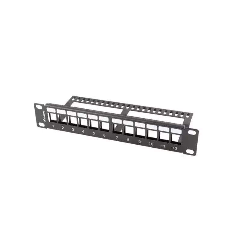 Panel zaślepiający do szafy rack LANBERG PPKS-9112-B, 12-portów, 1U, metal, szary, 254×44,5×99,3 mm