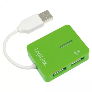 USB Hub LOGILINK UA0138 — 4-portowy hub USB 2.0, zielony, do 480 Mbit/s