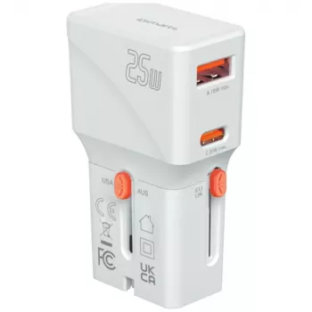 Ładowarka podróżna 25W World Travel 25W USB-C + A