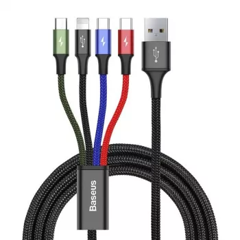 Kabel USB Baseus Fast 4w1 2xUSB-C / Lightning / Micro 3.5A 1.2m (czarny)