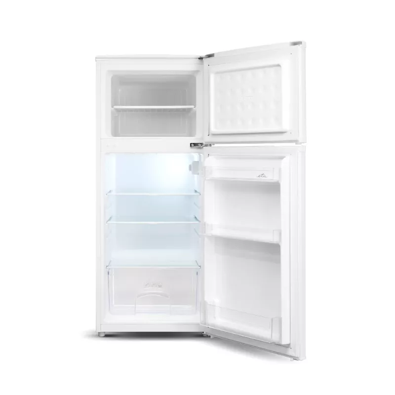 Lodówka ETA | ETA174490000E | Klasa efektywności energetycznej E | Wolnostojąca | Dwudrzwiowa | Wysokość 123 cm | Pojemność netto chłodziarki 112 L | Pojemność netto zamrażarki 39 L | 40 dB | Biała