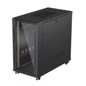 Szafa rack LANBERG FF01-6222-12B 22U 600x1200 mm czarna z przeszklonymi drzwiami przednimi i tylnymi