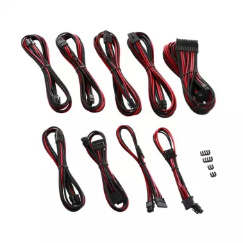 Zestaw kabli zasilających CableMod PRO Series ModMesh C-Series dla Corsair RMi/RMx — kable w oplocie czarno-czerwonym