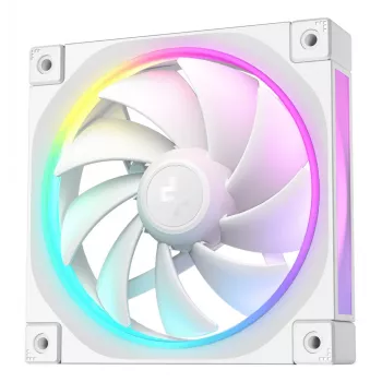 Wentylator obudowy 12 cm DeepCool FL12 WH — zestaw 3 szt., 120×120×25 mm, 2150 RPM, 55 CFM, Fluid Dynamic Bearing, PWM, multi-LED, 4-pin