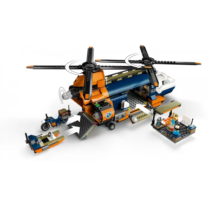 LEGO City 60437 Śmigłowiec eksploratora dżungli w bazie