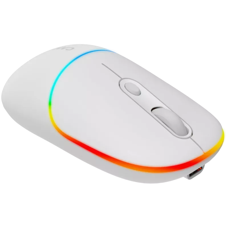 Canyon MW-22 CNS-CMSW22SW Mysz – 2 w 1 Bluetooth/2,4 GHz – optyczna – 800/1200/1600 DPI – 4 przyciski – podświetlenie RGB – ładowalna – Śnieżnobiała
