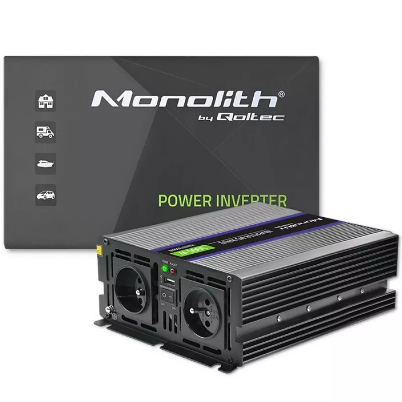 Przetwornica napięcia QOLTEC Monolith 3000 MS Wave, 12V→230V, 1500/3000W, z USB