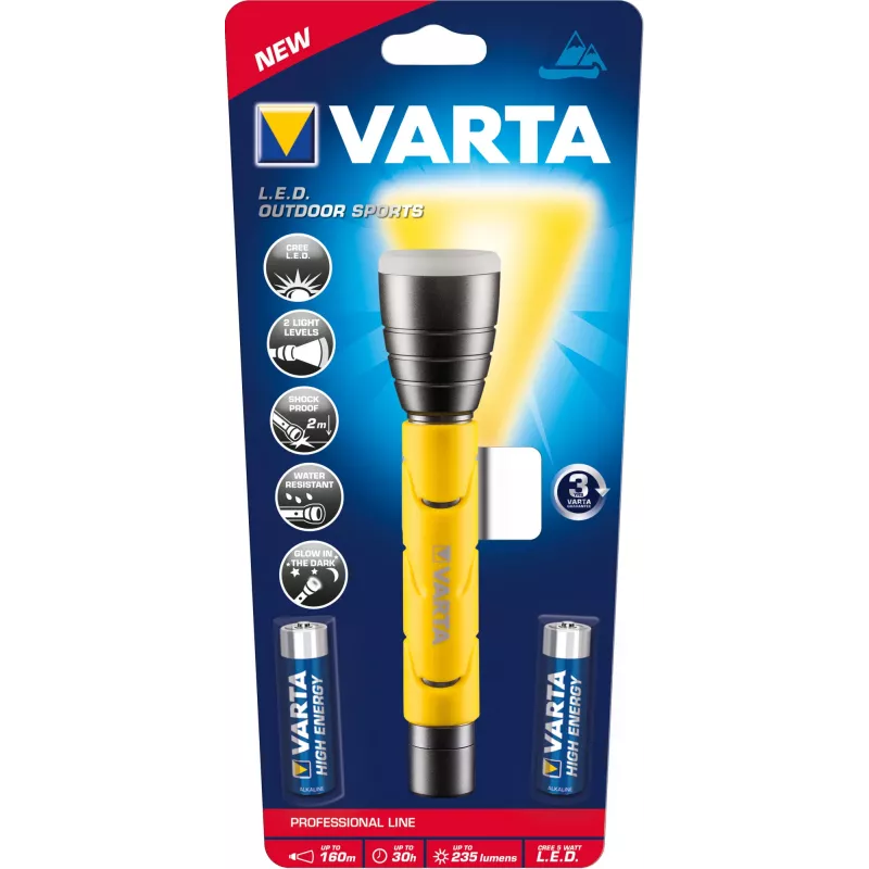 Varta 18628101421 - latarka ręczna - Czarny - Żółty - LED - 1 lampa - 235 lm - 160 m