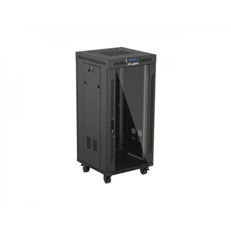Stojąca szafa rack LANBERG FF01-6624-12BL 24U 19 cali 600×600 mm, IP20, 1200 kg, czarna