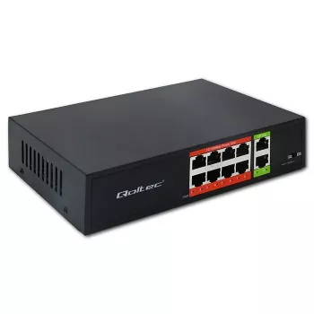 Przełącznik sieciowy QOLTEC FAST Ethernet PoE 8xRJ45 z 2xRJ45 uplink (model 52290)