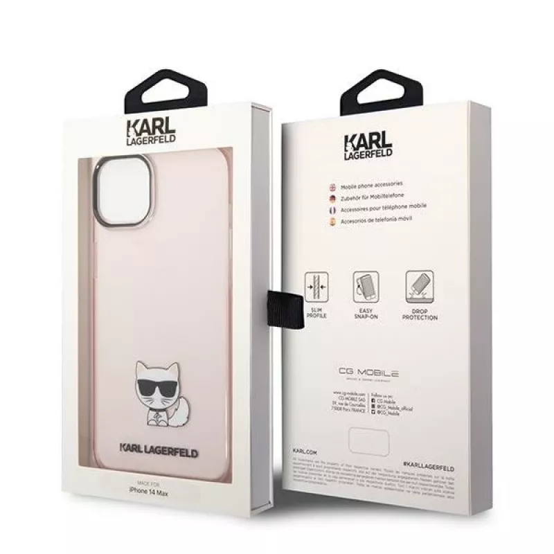 Karl Lagerfeld KLHCP14MCTRI Iphone 14 Plus / 15 Plus 6.7 Hardcase różowy / różowy przezroczysty etui z kotką Choupette