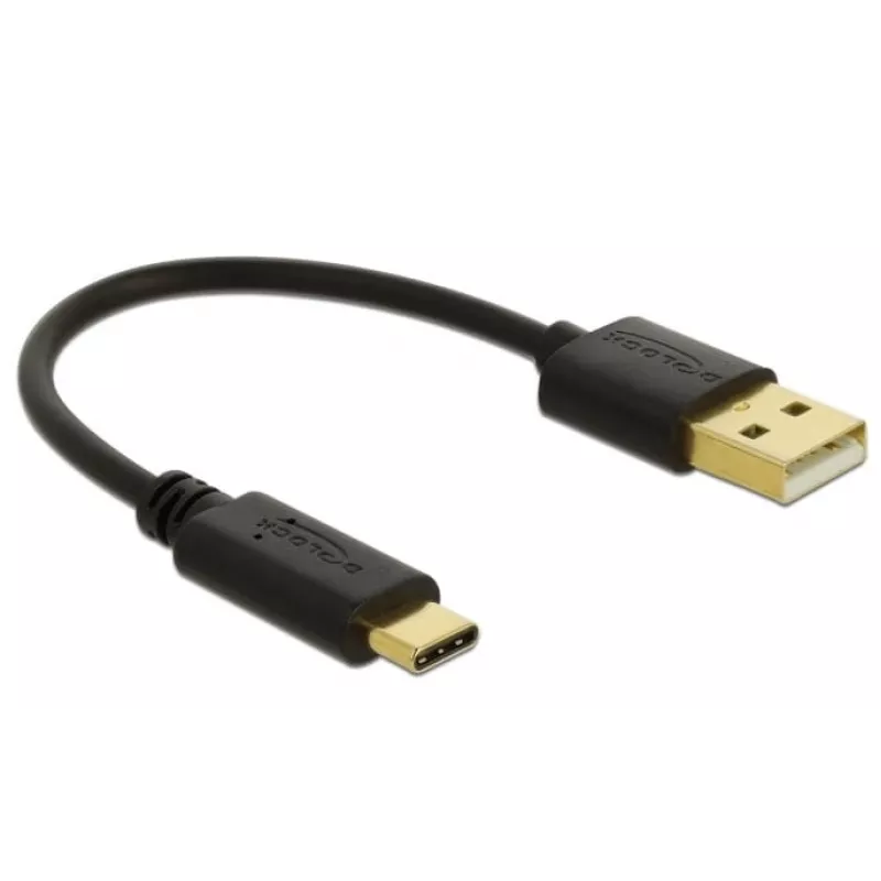 Kabel ładujący DeLOCK USB Type-A na USB Type-C 15 cm czarny