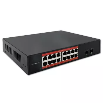 Przełącznik sieciowy QOLTEC 52364 — Gigabit Ethernet PoE 16xRJ45, 2xSFP