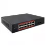 Przełącznik sieciowy QOLTEC 52364 — Gigabit Ethernet PoE 16xRJ45, 2xSFP