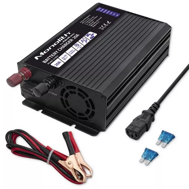 Qoltec Smart Monolith Ładowarka akumulatorów do LiFePO4 AGM GEL SLA | 20A | 24V
