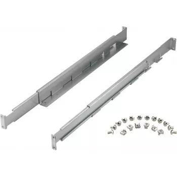 Zestaw szyn rack PowerWalker 10120531 — srebrny, szerokość 550 mm, wysokość 140 mm, głębokość 70 mm, obsługuje głębokość szafy rack 78–120 cm, waga 3,1 kg