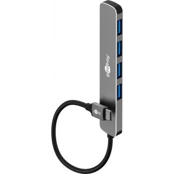Goobay 79157 – Hub USB-C 3.2, 4 porty, 5 Gbit/s, 4x USB-A 3.2 – cyfrowy/do transmisji danych (79157)