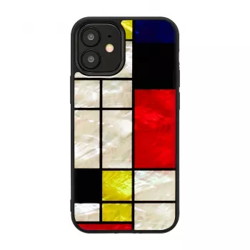 Etui ochronne iKins do Apple iPhone 12 mini — czarny wzór Mondrian