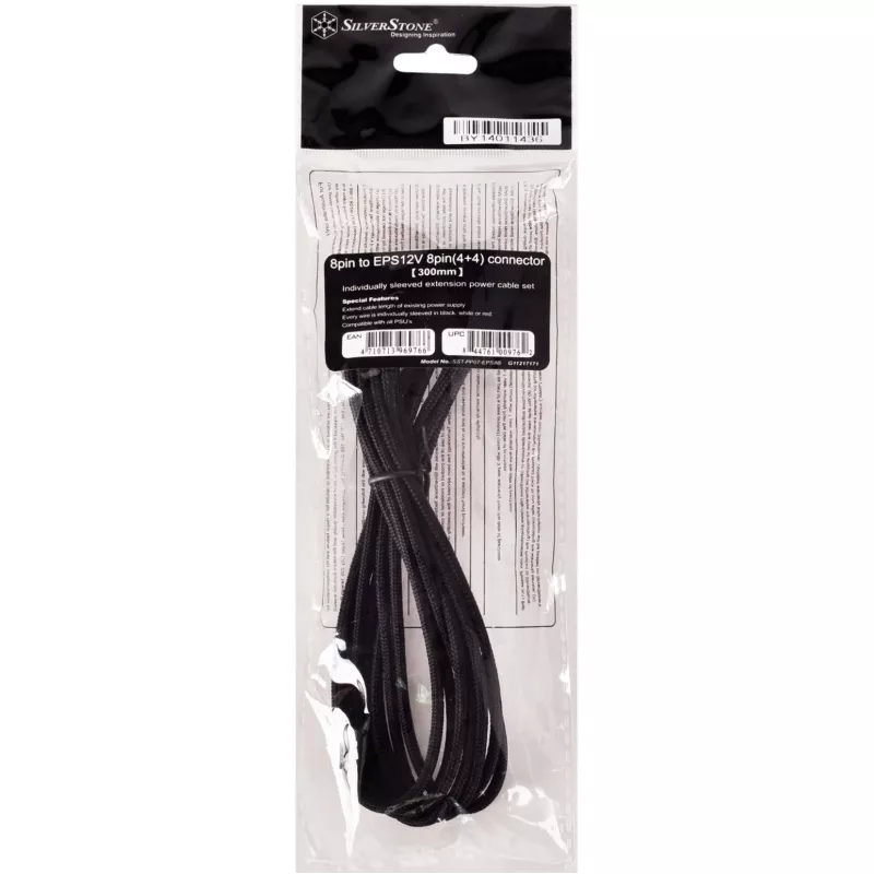 Kabel EPS12V 8pin(4+4) Silverstone SST-PP07-EPS8B 0.3m
